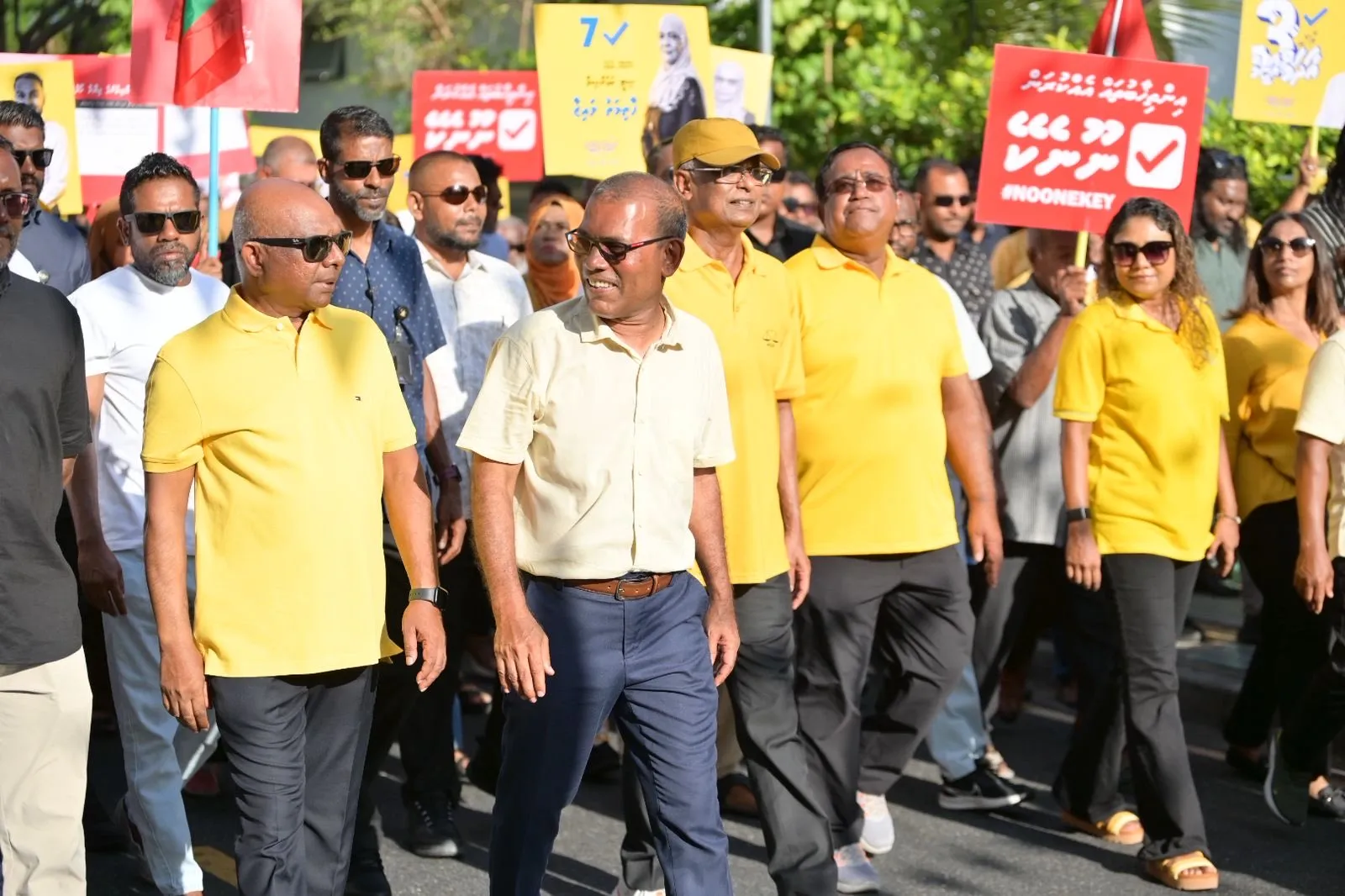 Former President Mohamed Nasheed during the final march held on Friday (Photo/MDP)