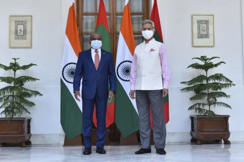Foreign Minister Abdulla Shahid and Indian External Affairs Minister Jaishankar. Photo: Ministry of Foreign Affairs