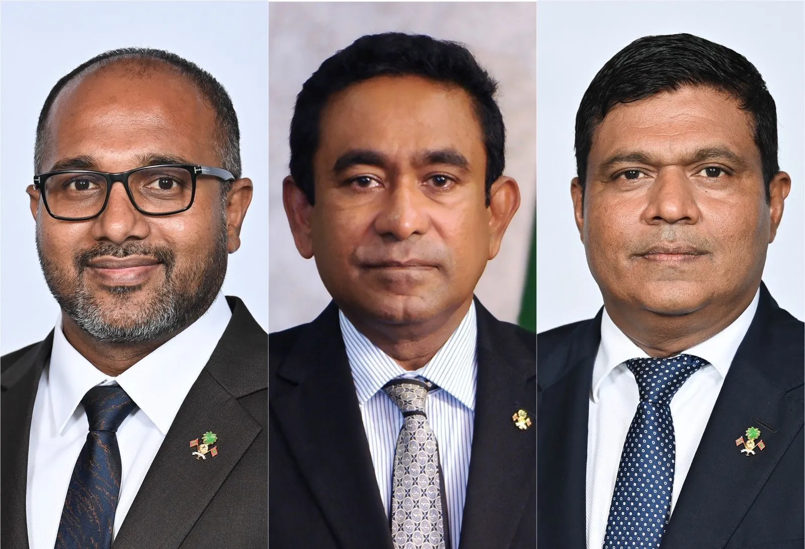 Minister Ihusaan (Left), Former President Yameen (middle), Minister Ameen (right)