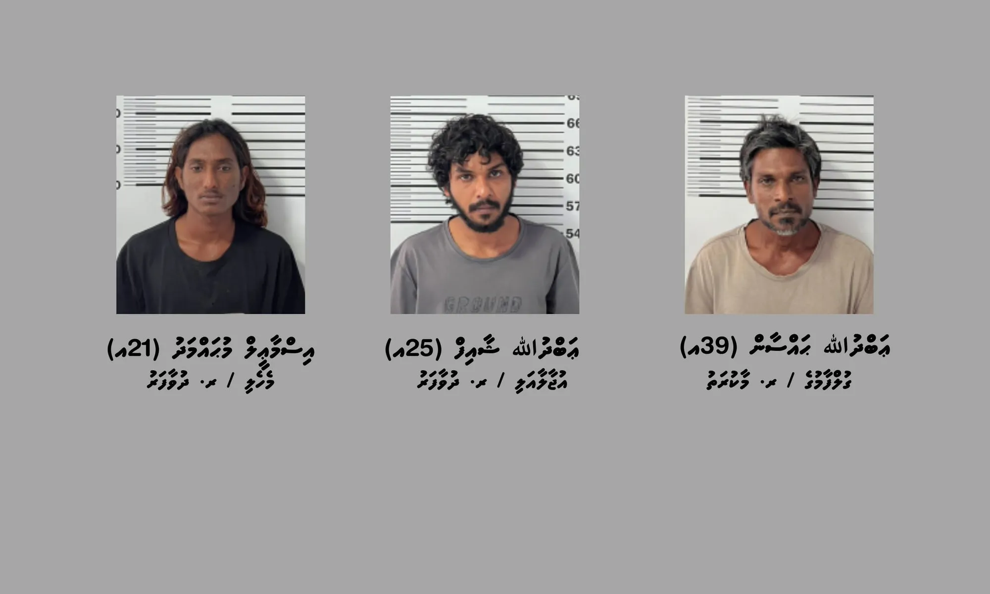 ވެލިދޫއިން ދުވާފަރަށް މަސްތުވާތަކެތި އެތެރެކުރަން އުޅުނު މައްސަލާގައި ހައްޔަރުކުރި މީހުން: ފޮޓޯ/ ޕޮލިސް