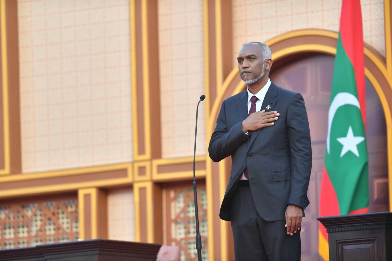 17 November 2023, Dr. Muizzu speaks after being sworn in as President--- Photo: Parliament