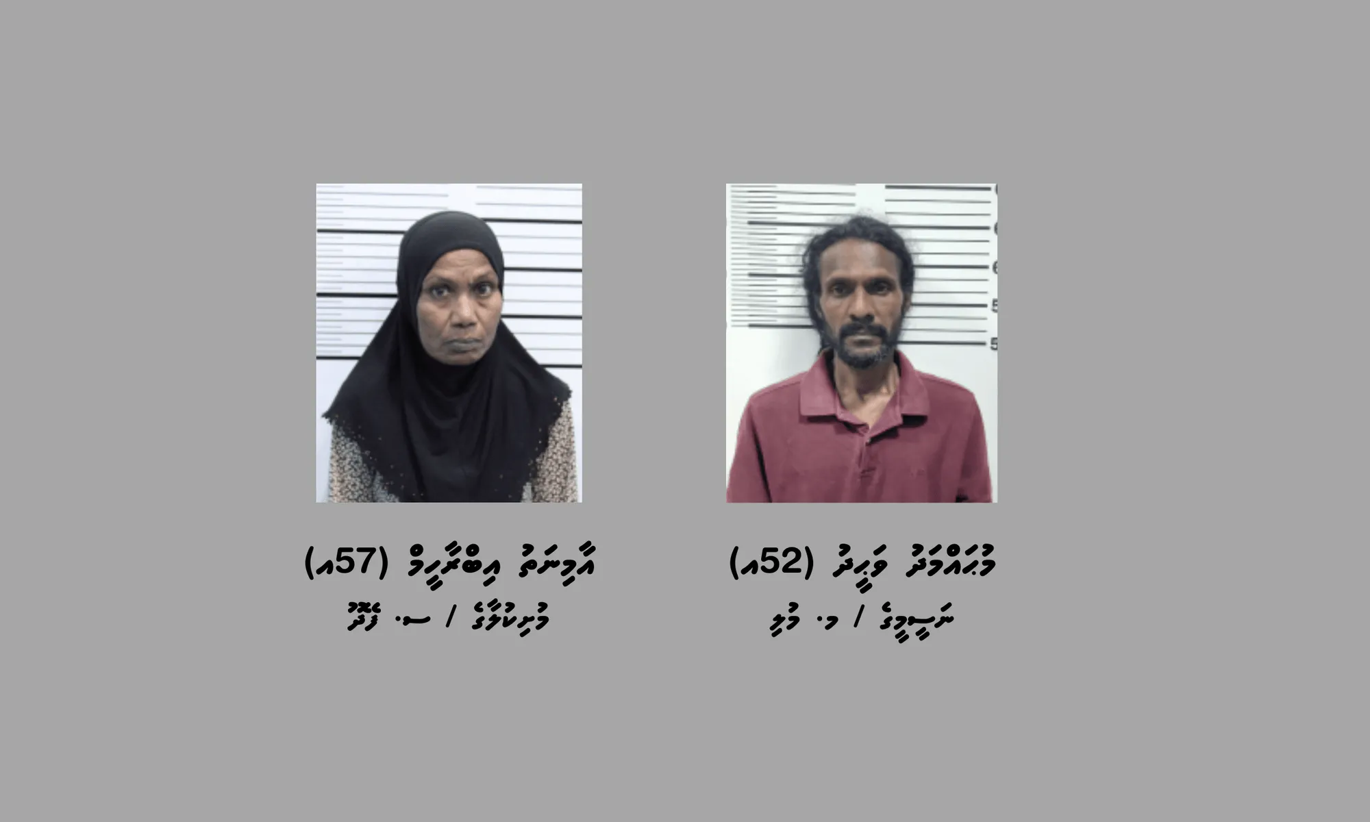 މަސްތުވާތަކެތީގެ ވިޔަފާރިކުރާ ކަމަށް ތުހުމަތުގައި ދެ މީހަކު ހައްޔަރުކުރުން -- ފޮޓޯ: ޕޮލިސް
