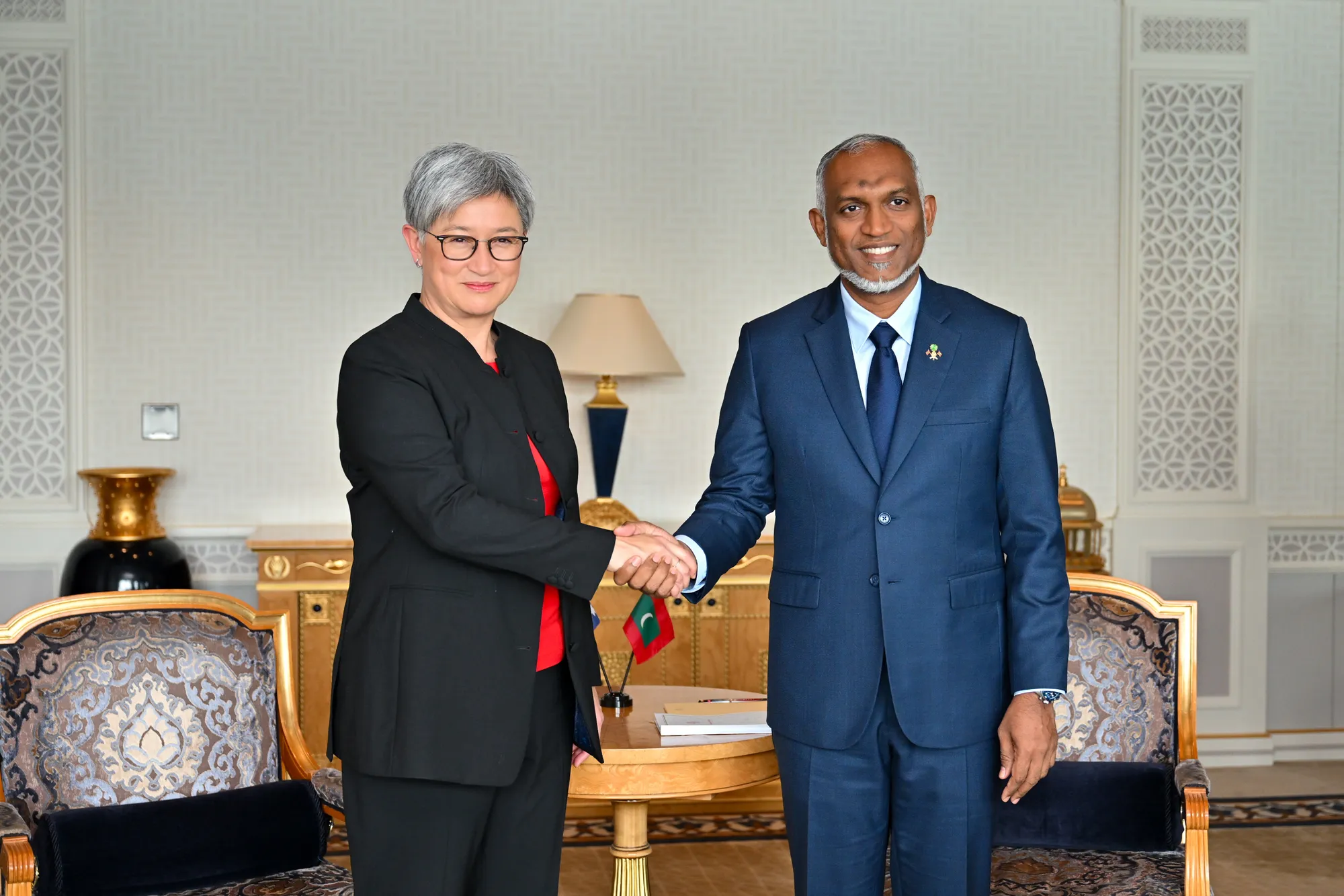 ރައީސް ޑރ.މުޢިއްޒު، އޮސްޓްރޭލިއާގެ ޚާރިޖީ ވަޒީރާއި ބައްދަލުކުރެއްވުން-- ފޮޓޯ: ރައީސް އޮފީސް