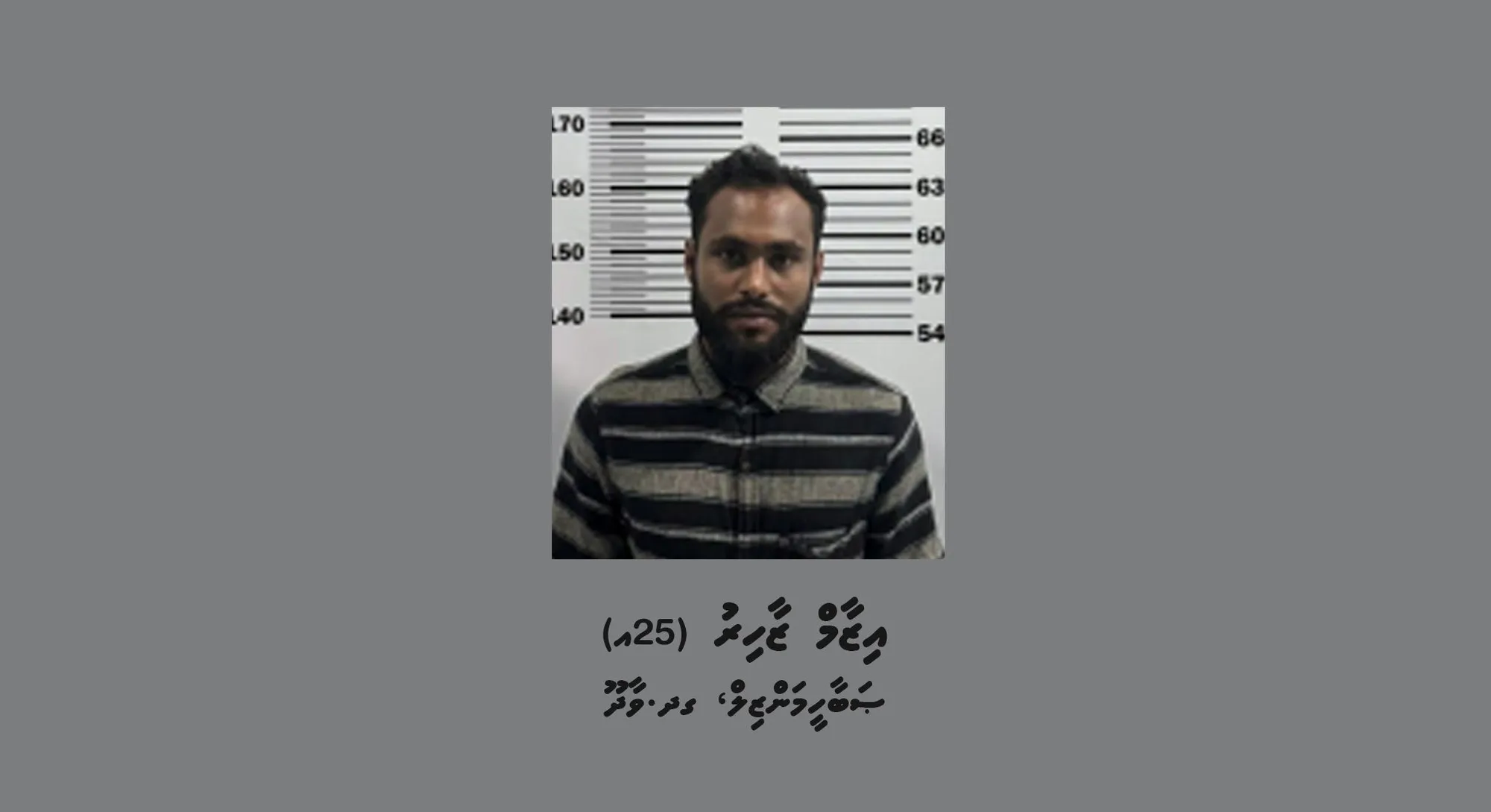 ބަންދުގައި ބަހައްޓައިގެން ކޯޓަށް ހާޒިރުކުރުމަށް ފުލުހުން ހޯދަމުންދާ މީހާ-- ފޮޓޯ: ޕޮލިސް