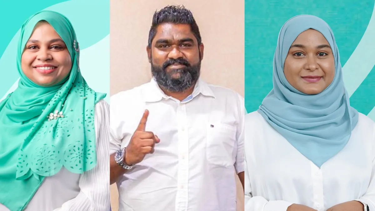Fathimath Ishan Ali (Left), Ali Aiman (centre), Fathimath Shaufa Saleem (right)
