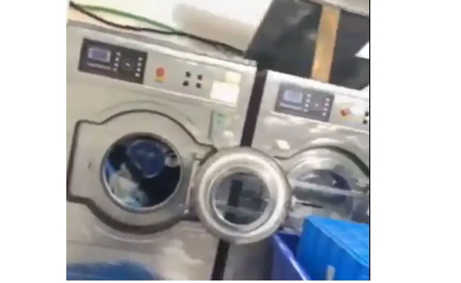 A screenshot of a video showing the laundromat