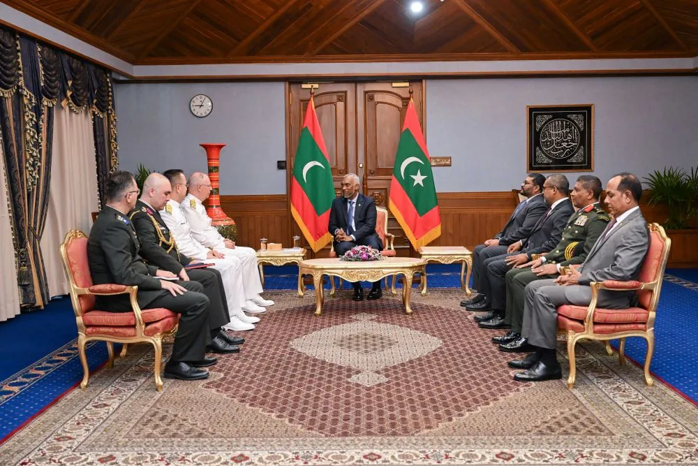 Commander of the Türkiye Navy Fleet, Admiral Kadir Yıldız and President Dr. Muizzu at president's office (Photo/ President's Office)