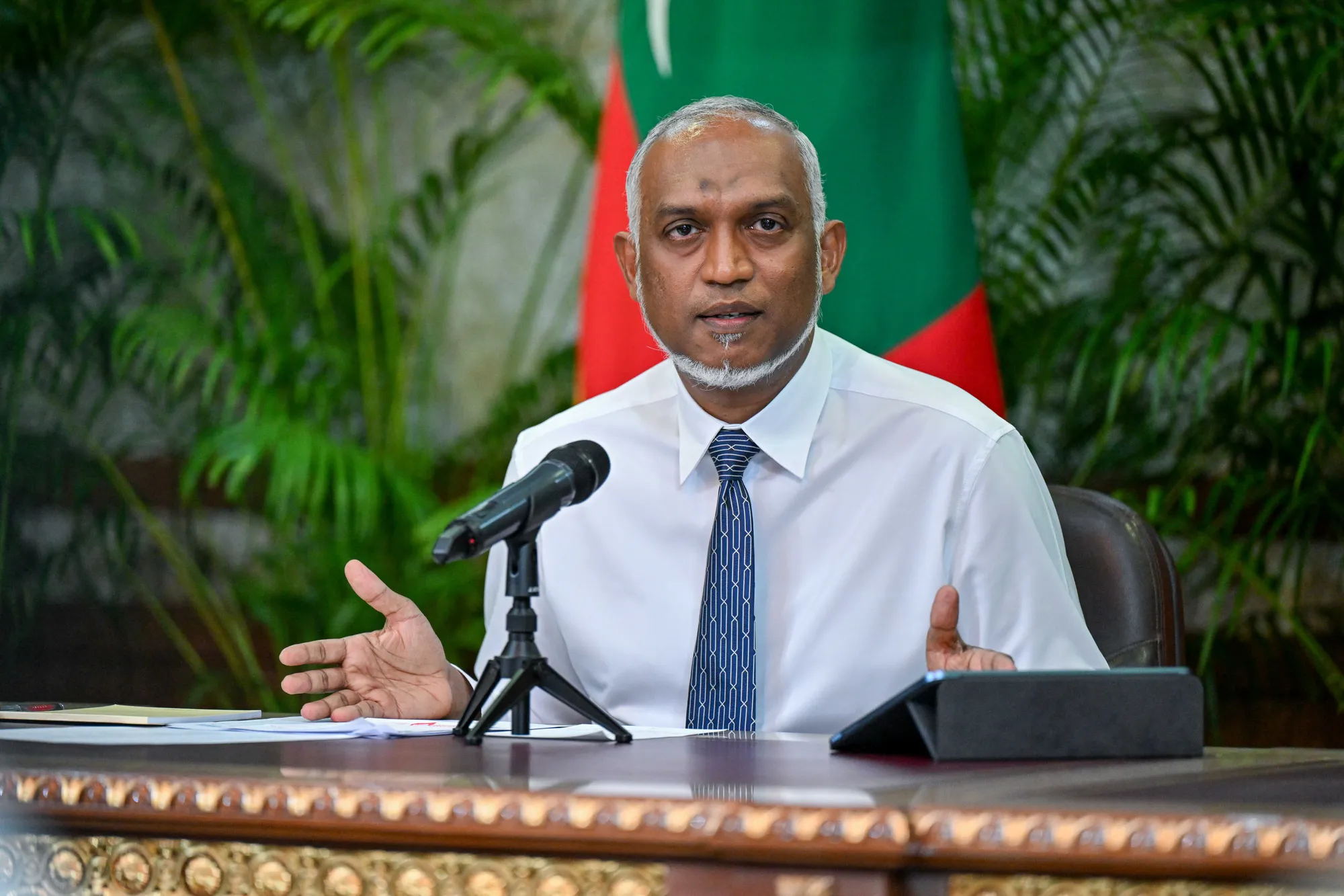 މިއަދު ބޭއްވި ނޫސްވެރިންގެ ބައްދަލުވުމުގައި ރައީސް ވާހަކަފުޅު ދައްކަވަނީ--ފޮޓޯ: ރައީސް އޮފީސް