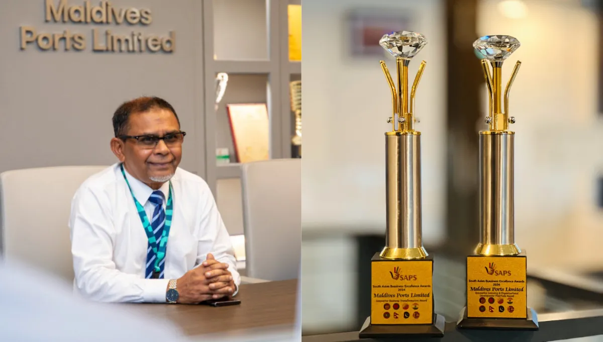 MPL CEO Mohamed Wajeeh (Left) and the awards won by MPL (left)