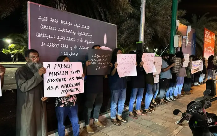 The protest at Artificial Beach tonight (Photo/Nukutha)