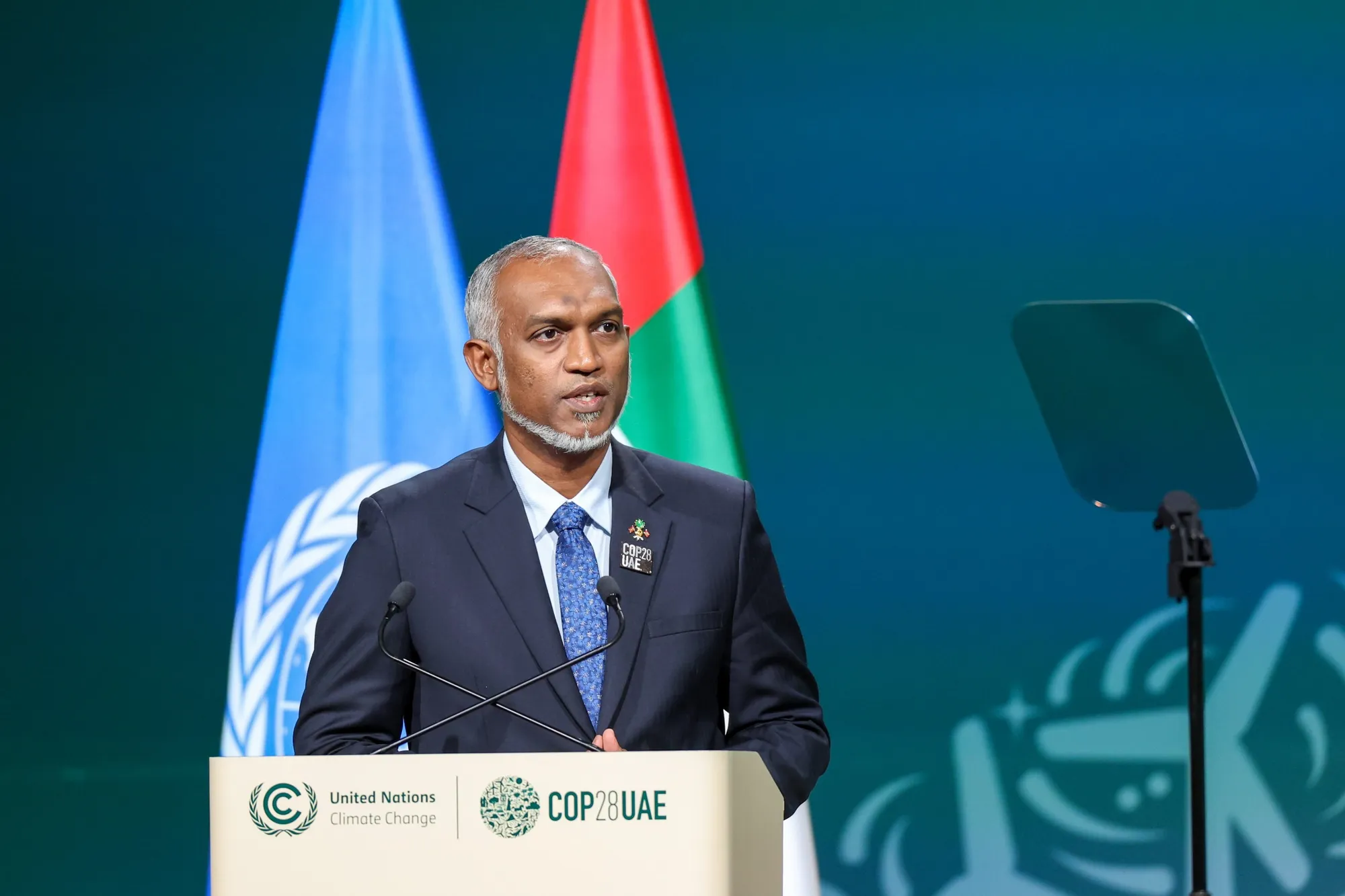 President Dr. Muizzu addresses at  the COP28 Summit --Photo: President's Office