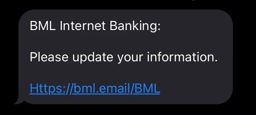 Picture of SMS fraud being sent by unknown numbers