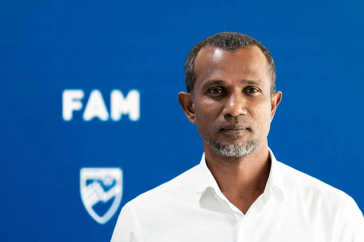ފުޓްބޯޅަ އެސޯސިއޭޝަން އޮފް މޯލްޑިވްސް (އެފްއޭއެމް)ގެ ރައީސް އަހްމަދު ތާރިޤް -- ފޮޓޯ: މިހާރު