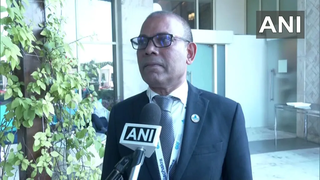 Former president Nasheed giving exclusive interview to Indian newspaper 'ANI' (Photo/ ANI via X)