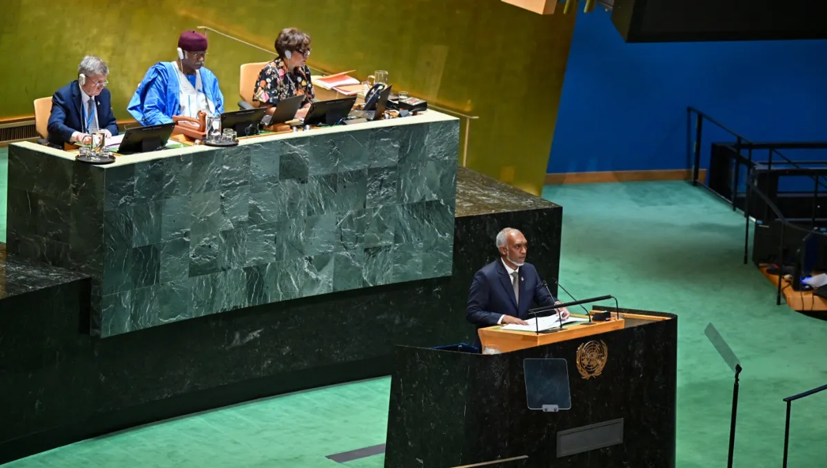 President Dr. Muizzu delivering Maldives’ statement at UN Summit of the future (Photo/President’s office)