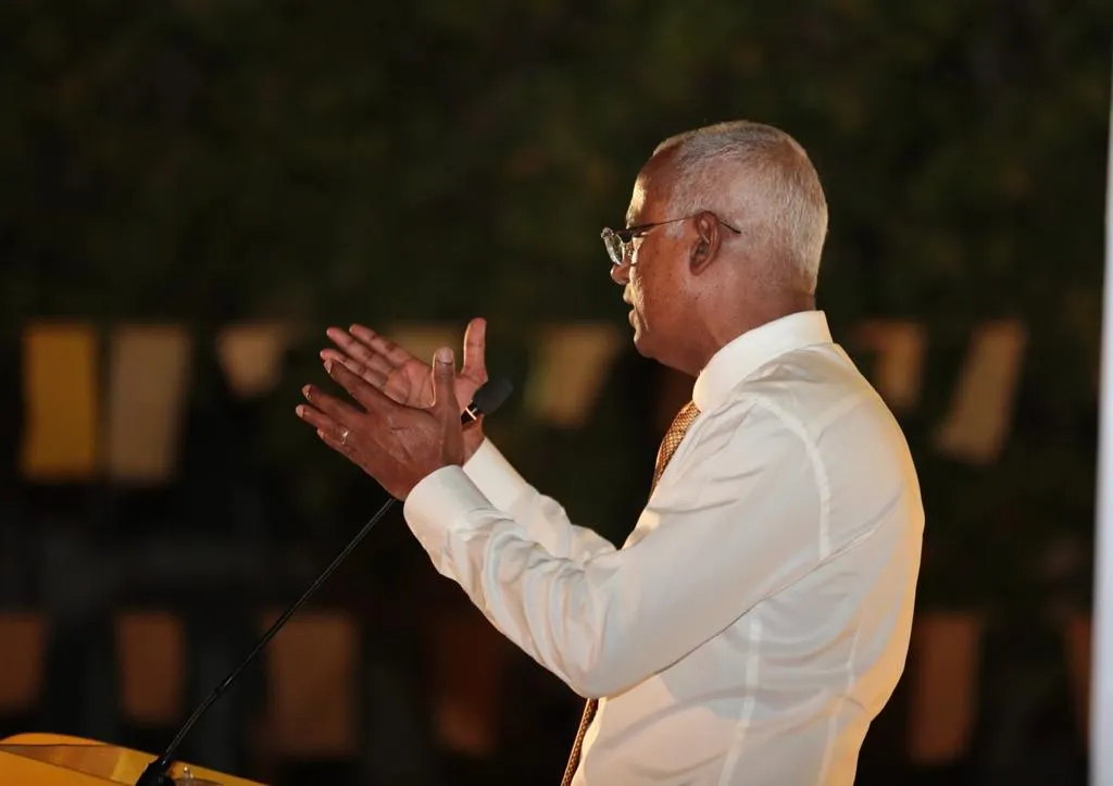 President Solih at a political rally. Source: voice.mv