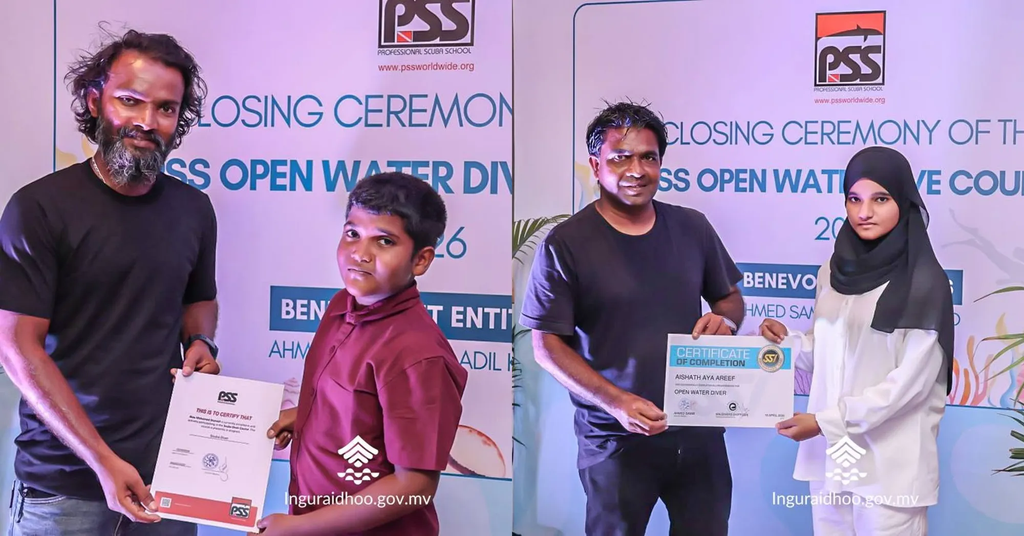 އާދިލް އަދި ސާމިރު، ކޯސް ނިންމި ދެ ދަރިވަރަކަށް ސެޓިފިކެޓް ދެނީ - ފޮޓޯ: އިނގުރައިދޫ ކައުންސިލް