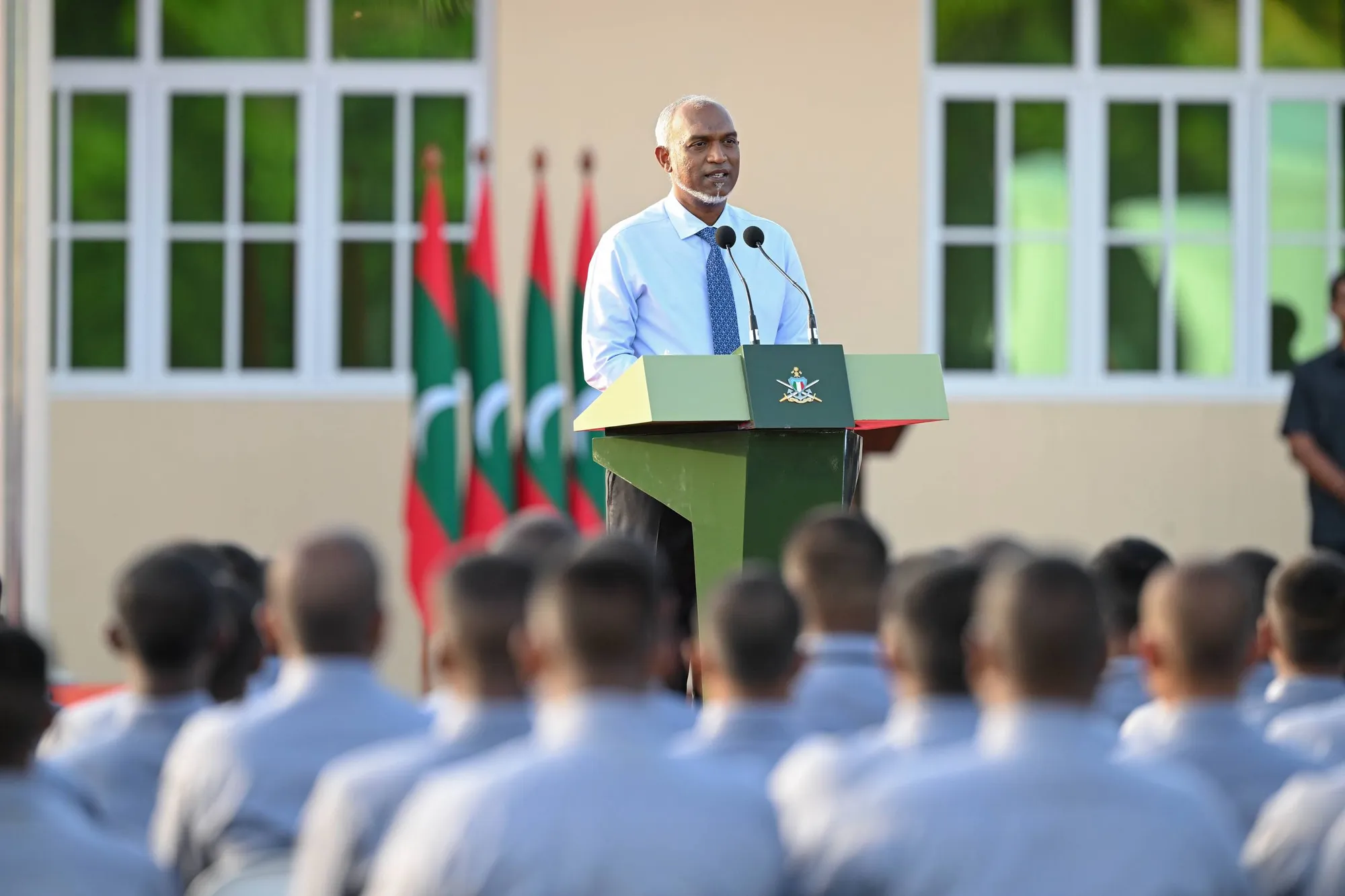 President Dr Muizzu at National Service Launch ceremony today (Photo/ President’s office)
