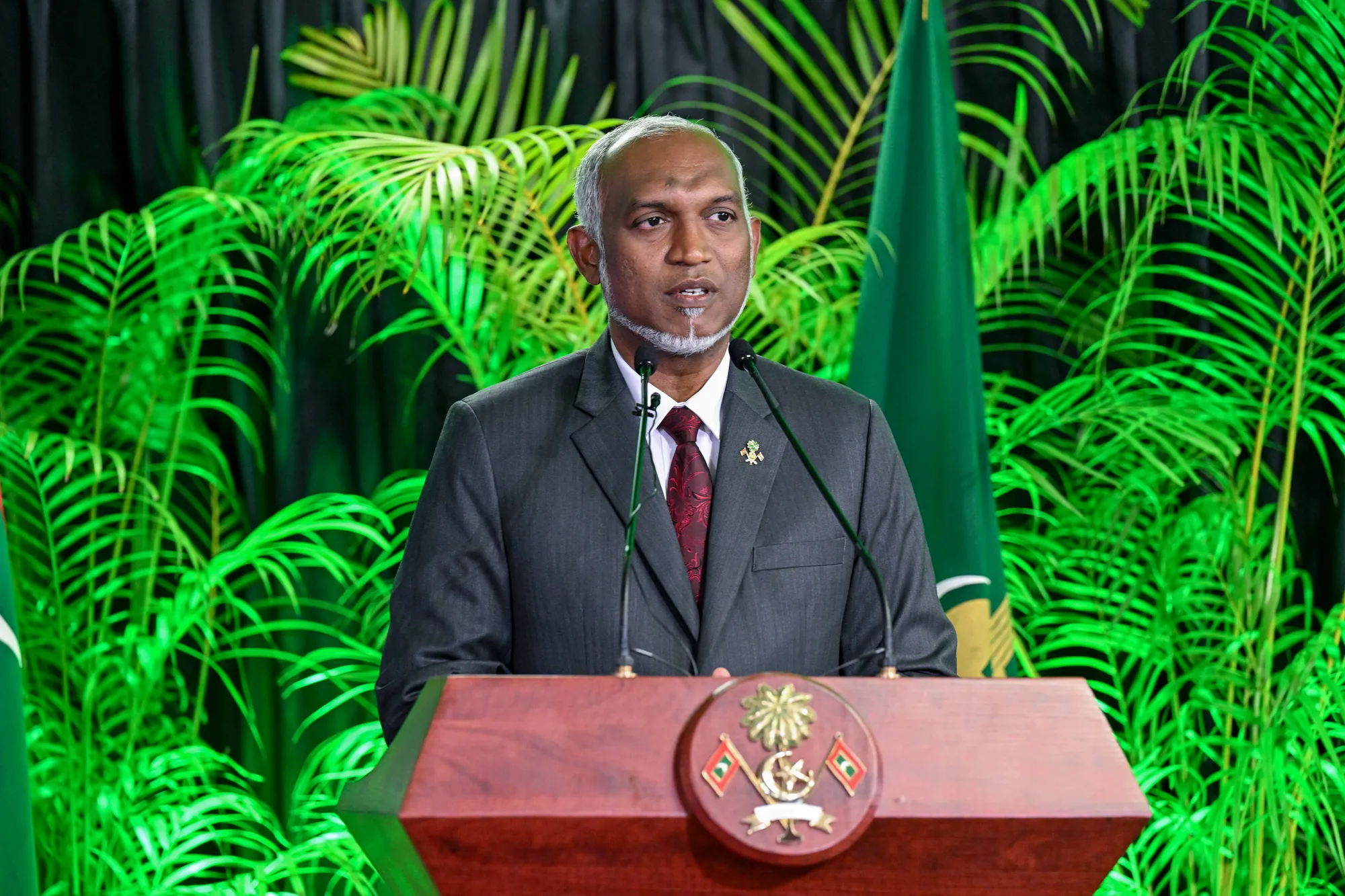 ޤުރްއާން ކިޔެވުމުގެ 37 ވަނަ ޤައުމީ މުބާރާތުގެ ނިންމުމުގެ ރަސްމިއްޔާތު ޝަރަފްވެރިކޮށްދެއްވައި ވާހަކަފުޅު ރައީސް ދައްކަވަނީ -- ފޮޓޯ: ރައީސް އޮފީސް