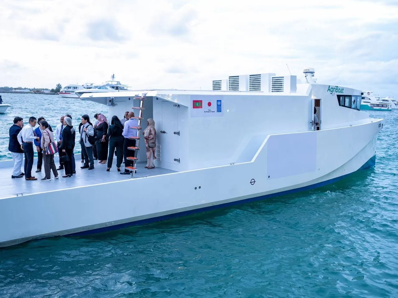 AgriBoat during the launching on Tuesday (Photo/Japan Embassy)
