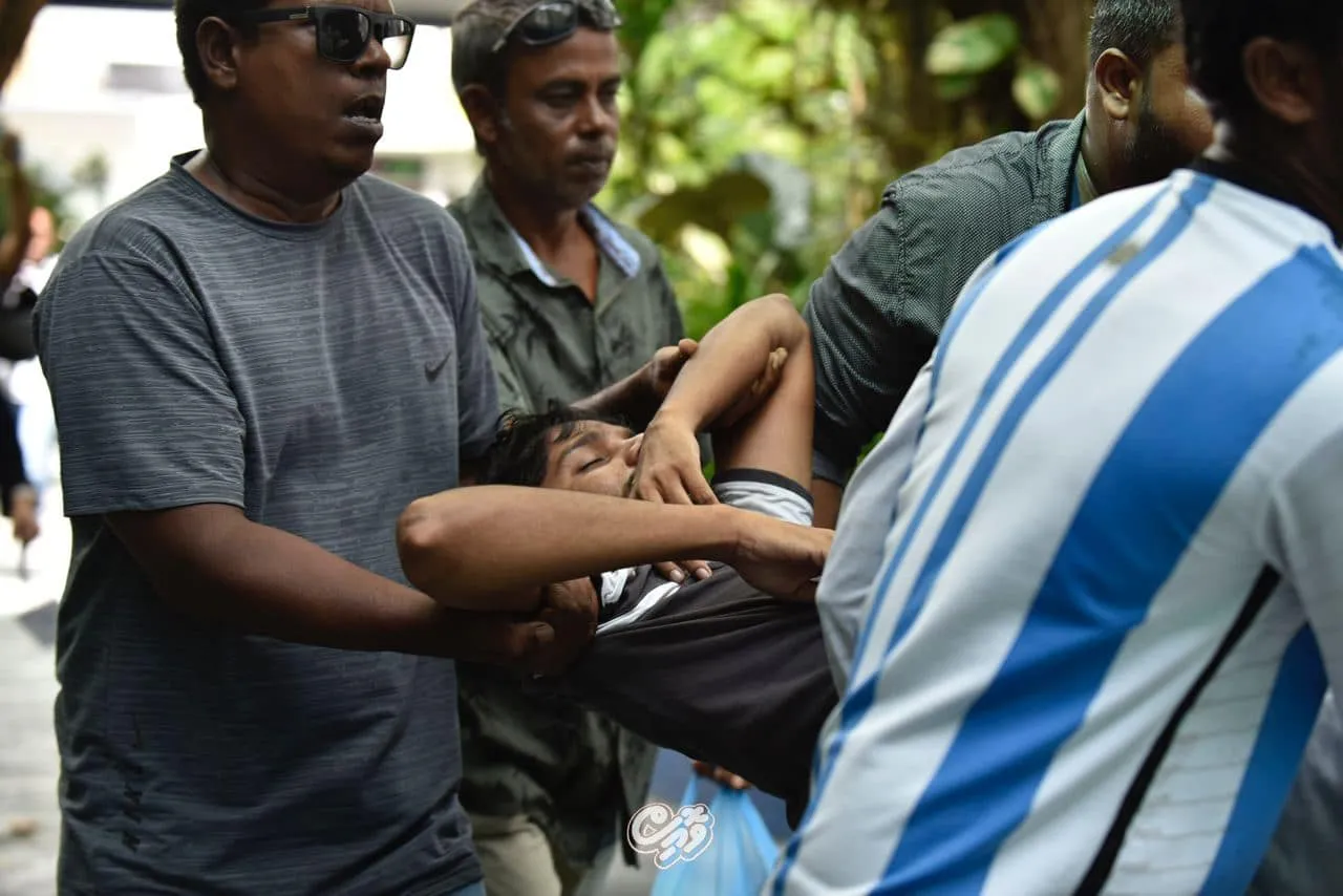 Injured journalist being transported. Picture: Voice