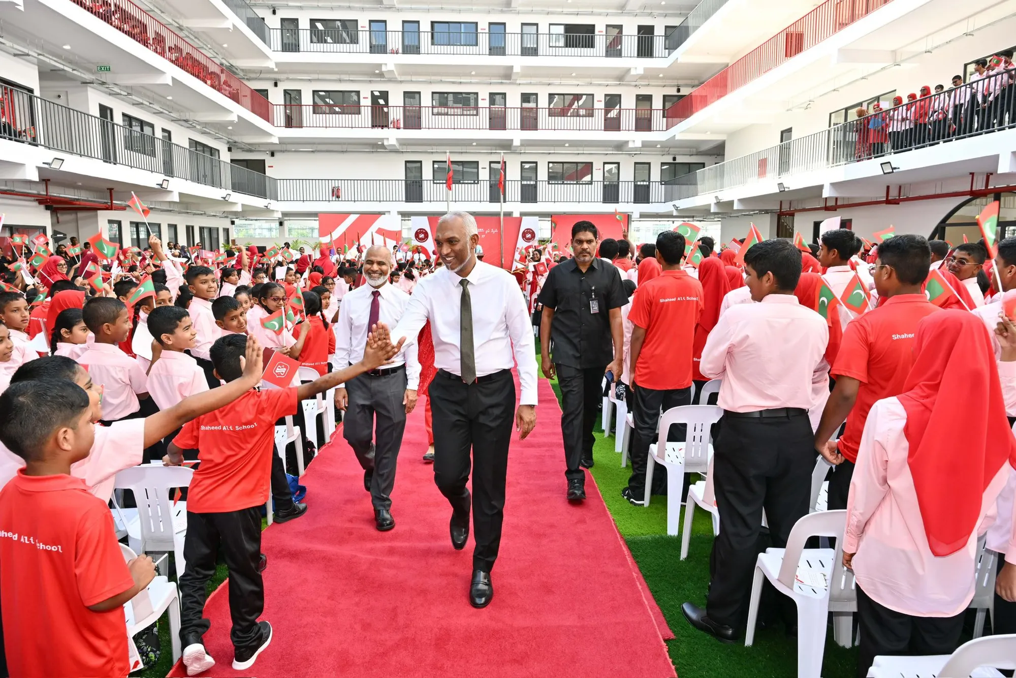ހުޅުމާލޭ ދެވަނަ ފިޔަވަހީގައި މިއަދު އަލަށް ހުޅުވި ސްކޫލުގައި ރައީސް މުޢިއްޒު - ފޮޓޯ: ރައީސް އޮފީސް