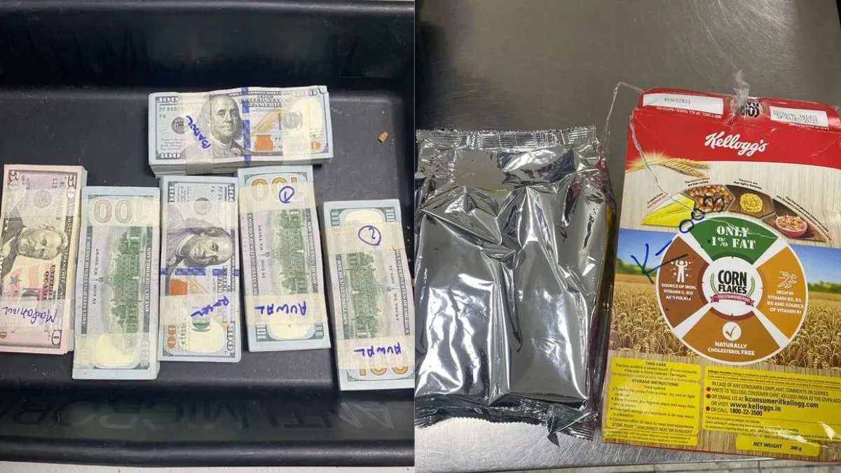 The USD confiscated and the cornflakes box it was hidden in (Photo/Aviation Security Command via X)