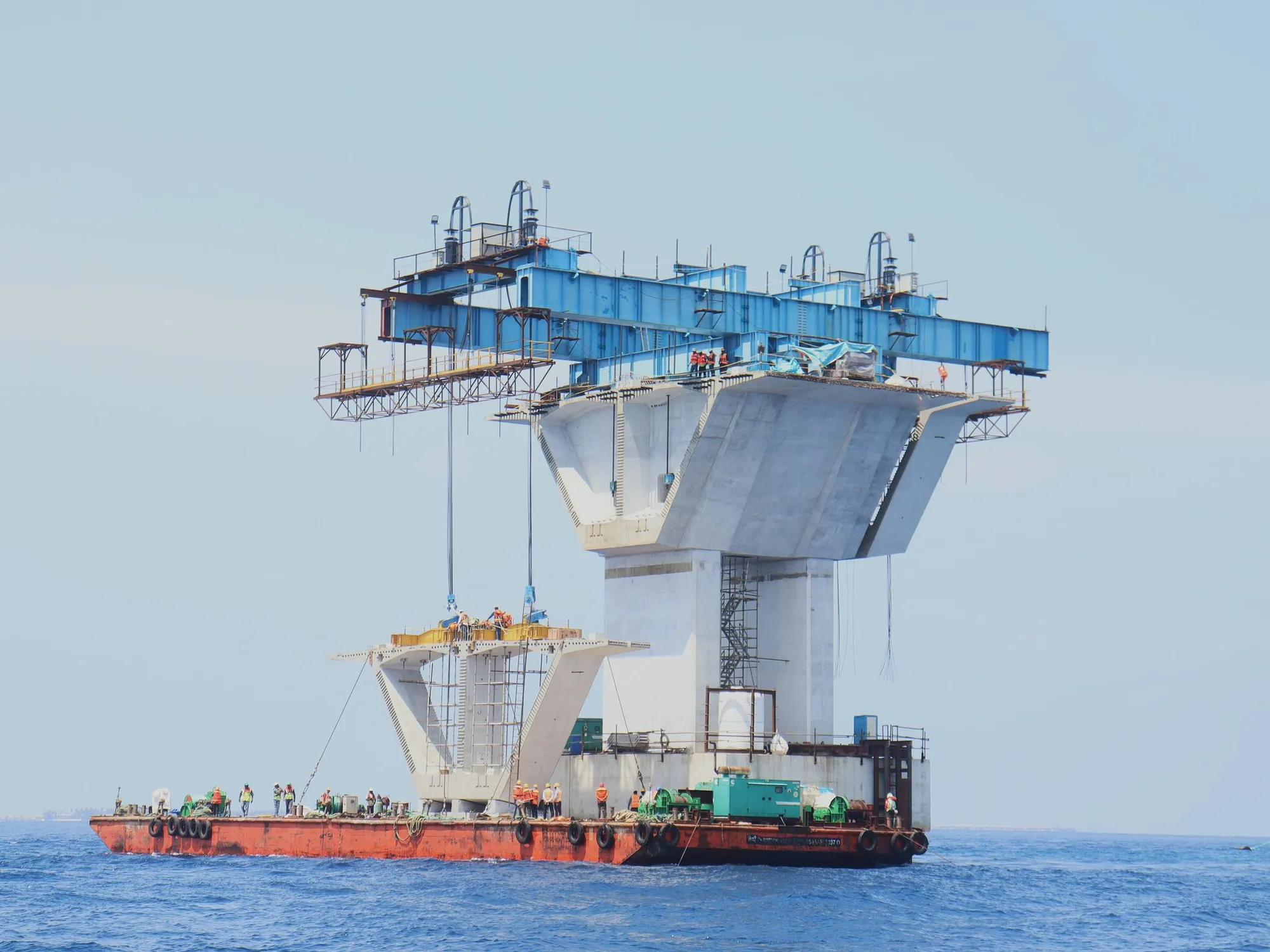The world’s tallest precast navigation span segment of the bridge (Photo/Indian High commission)