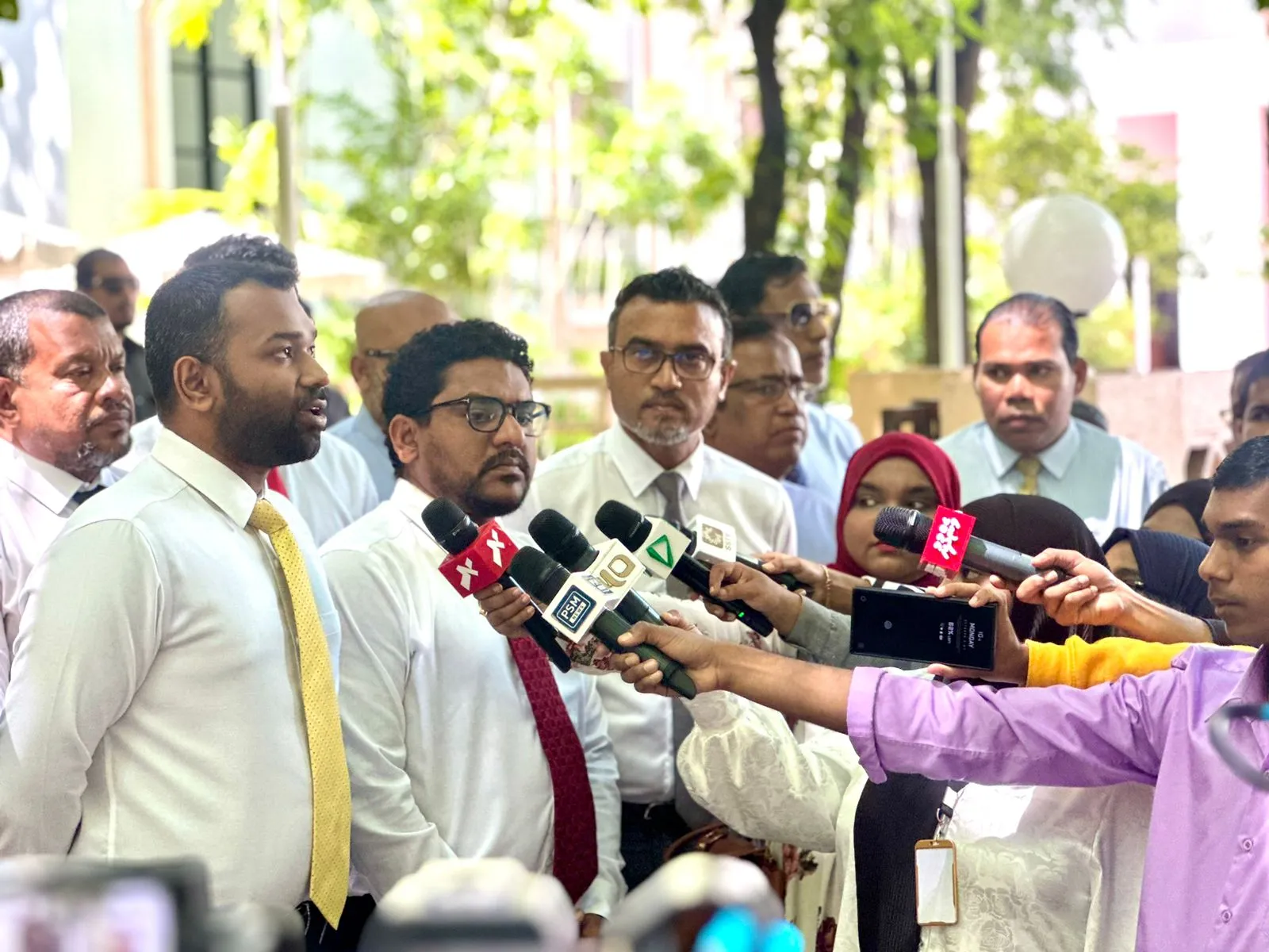 MDP PG group speaking to reporters after Parliament today (Photo/MDP)