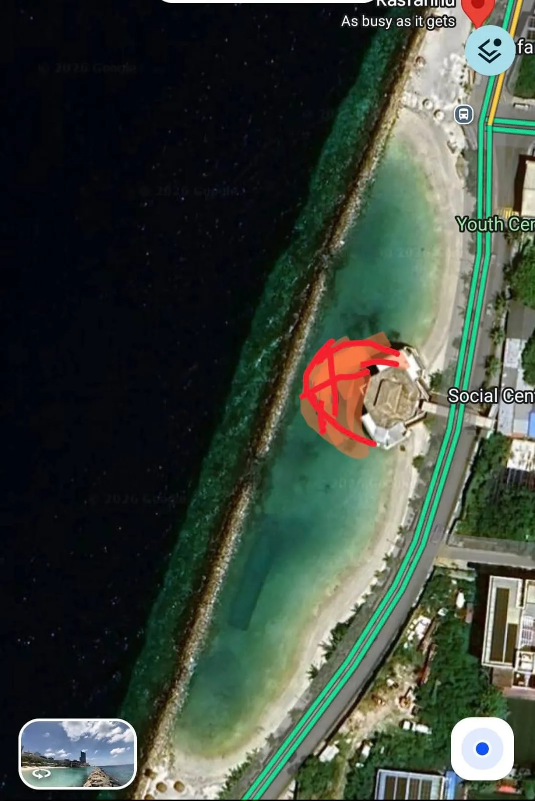 Marked area by Ali Musthafa for highest level of pen clam concentration (Photo/Ali Musthafa)