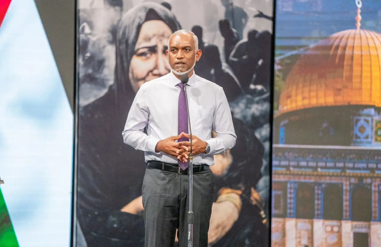 President Dr. Muizzu giving his address at the Telethon launching ceremony (Photo/ Voice)