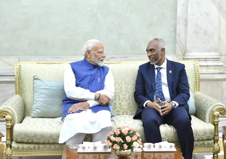 President Dr Muizzu meeting PM Modi during his trip to India (Photo/President's office)