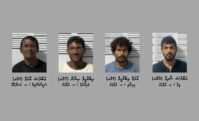 މަސްތުވާތަކެތީގެ މައްސަލާގައި ދުވާފަރުން ހައްޔަރުކުރެވުނު 4 މީހުން. ފޮޓޯ/ ދިވެހި ފުލުހުންގެ ޚިދުމަތް