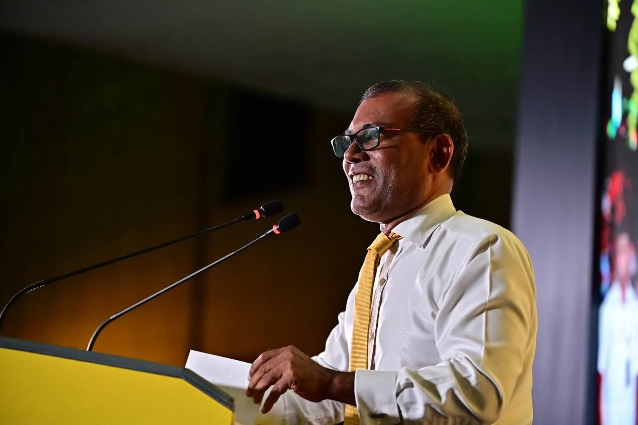 Former President Nasheed speaking at the rally (Photo/MDP)