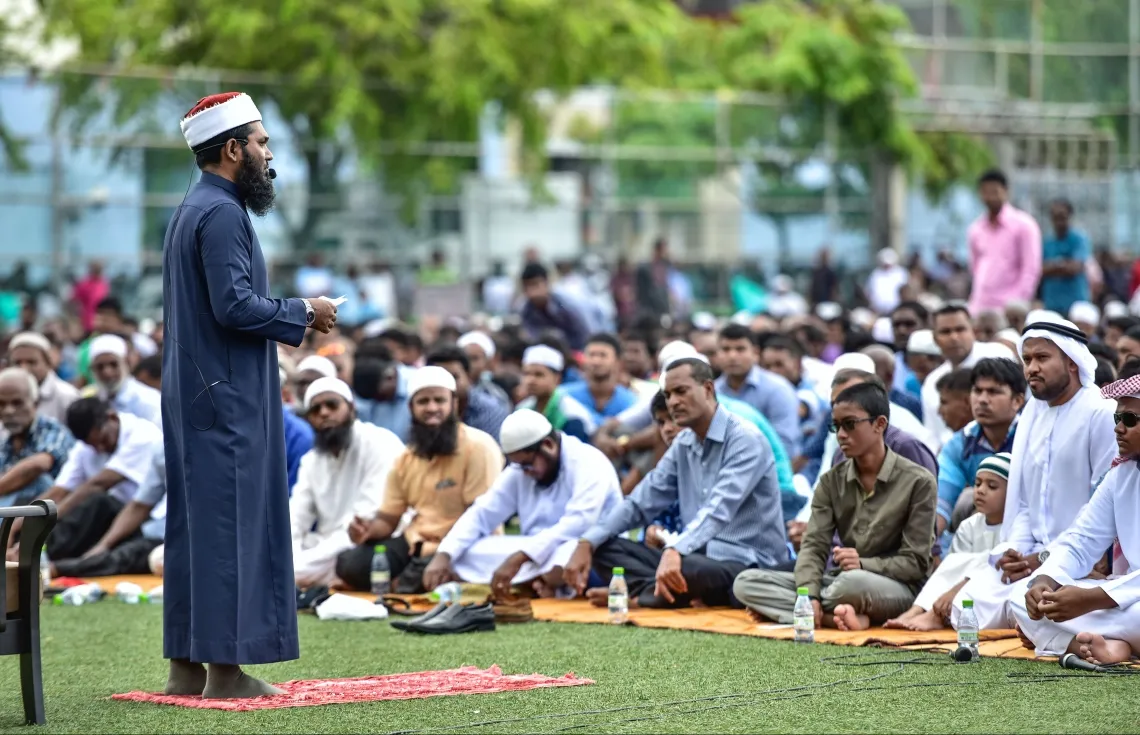މާލެ މާފަންނު ސްޓޭޑިއަމްގައި ކުރެވުނު ޢީދު ނަމާދެއް / ފޮޓޯ: މިހާރު