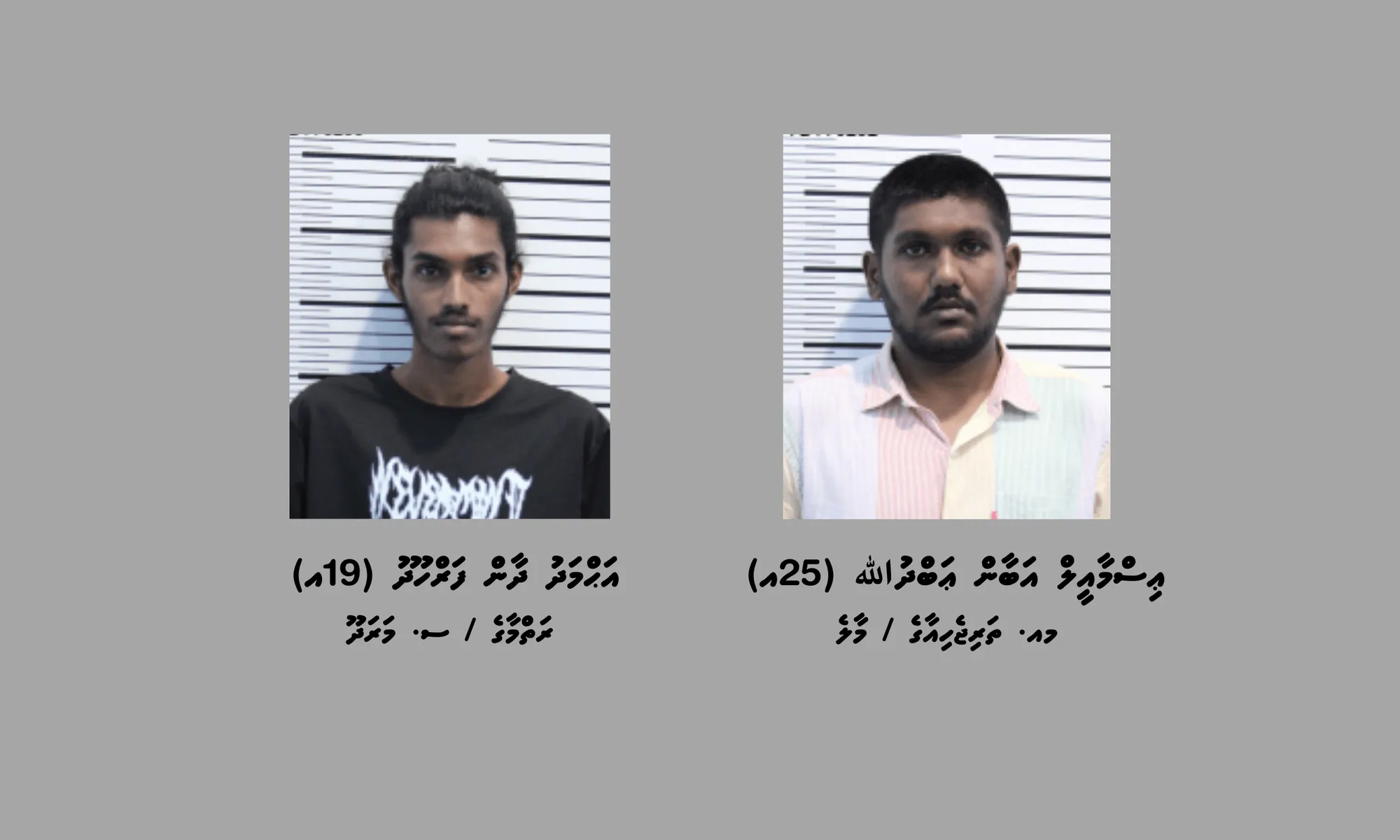 ހަ ކިލޯއަށްވުރެ ގިނަ މަސްތުވާތަކެތި އެތެރެކުރި މައްސަލާގައި ހައްޔަރުކުރި ދެ ދިވެހިން: ފޮޓޯ/ ޕޮލިސް