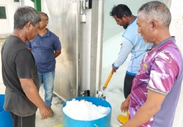 ކަނޑުއޮތްގިރީގެ އައިސް ޕްލާންޓުން މަސްވެރިންނަށް ޚިދުމަތް ދޭން ފަށައިފި