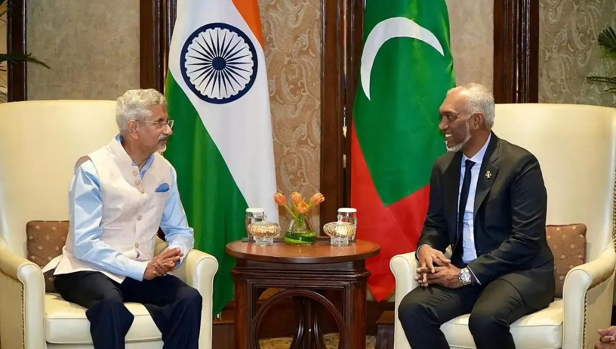 Indian External Affairs Minister Subrahmanyam Jaishankar in a meeting with President Dr Muizzu in India (Photo/ S.Jaishankar via X)