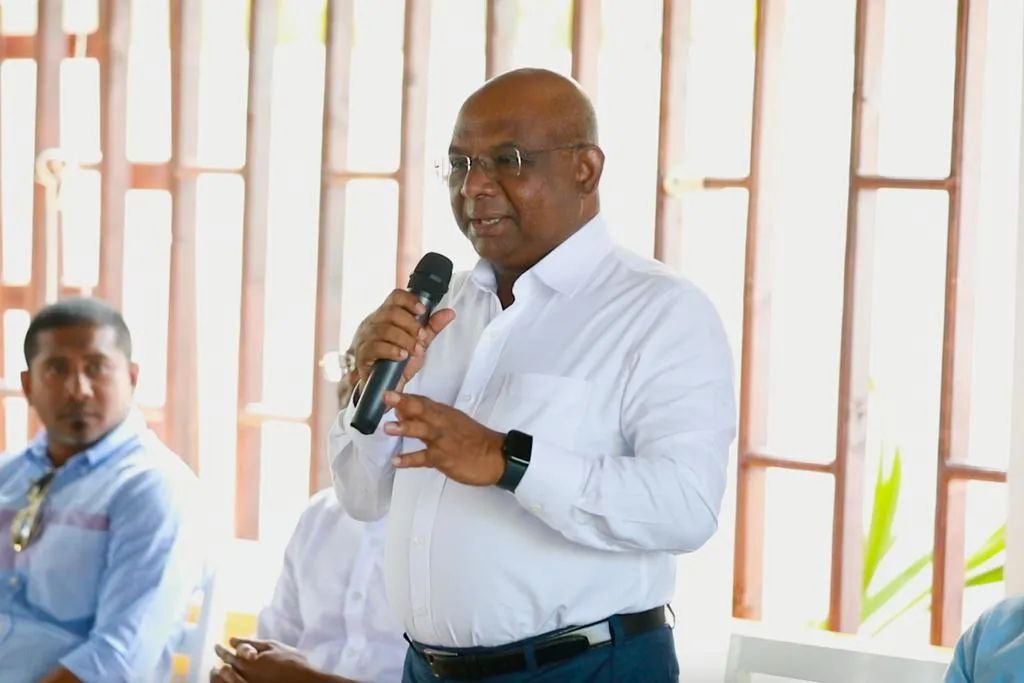 Abdulla Shahid speaking in a rally. Picture: Havathaavees
