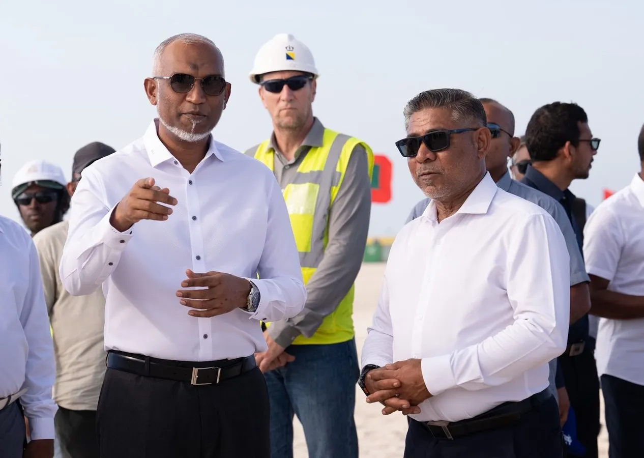 President inspects progress of Giraavaru Falhu reclamation project