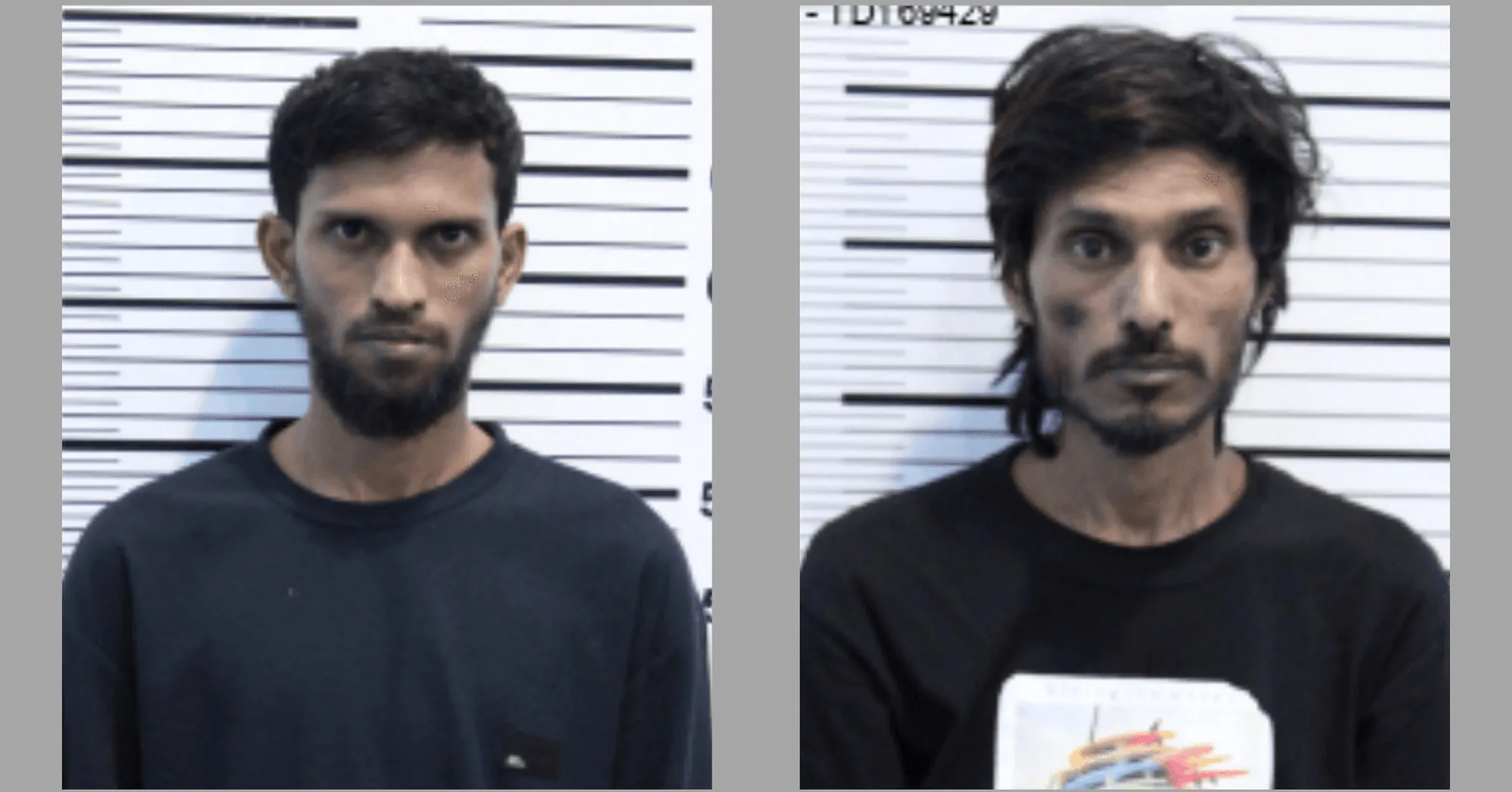 ގިނަ އަދަދެއްގެ މަސްތުވާތަކެއޗާއެކު މާލެއިން ހައްޔަރުކުރި ދެ ޒުވާނުން/ ފޮޓޯ: ފުލުހުން