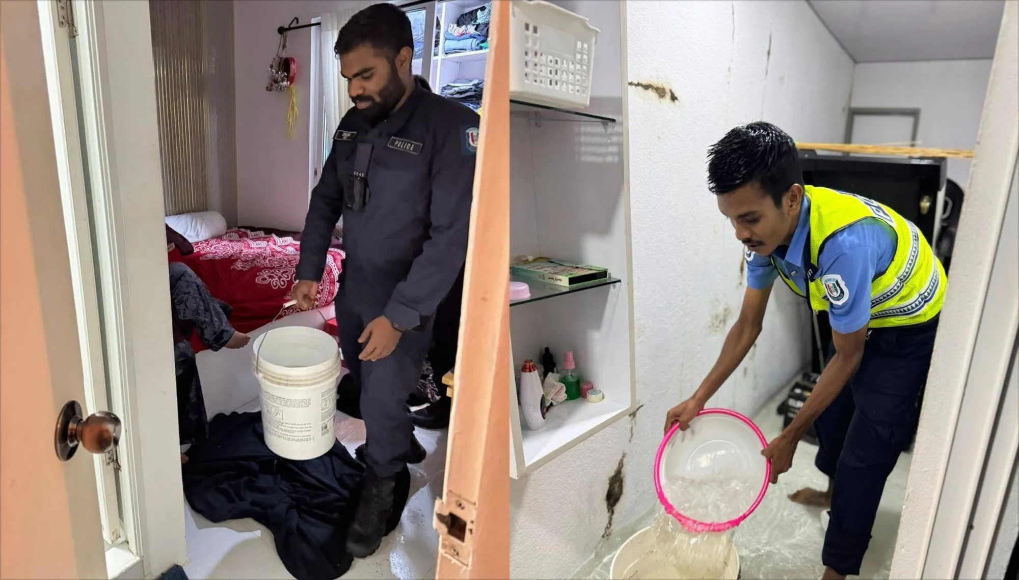 ފެންބޮޑުވި ގޭގައި ފެން ހިއްކުމުގެ މަސައްކަތް ފުލުހުން ކުރަނީ: ފޮޓޯ/ ޕޮލިސް