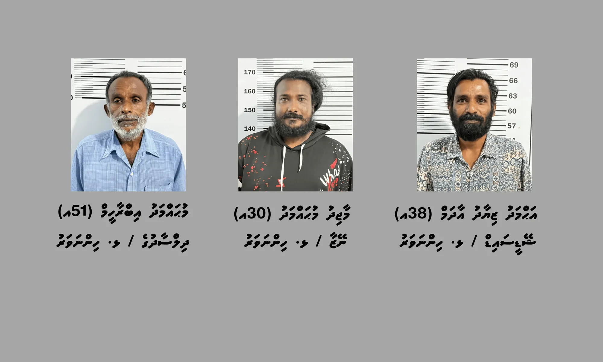 މަސްތުވާތަކެތީގެ މައްސަލާގައި ހައްޔަރުކުރި ތިން މީހުން- ފޮޓޯ/ޕޮލިސް