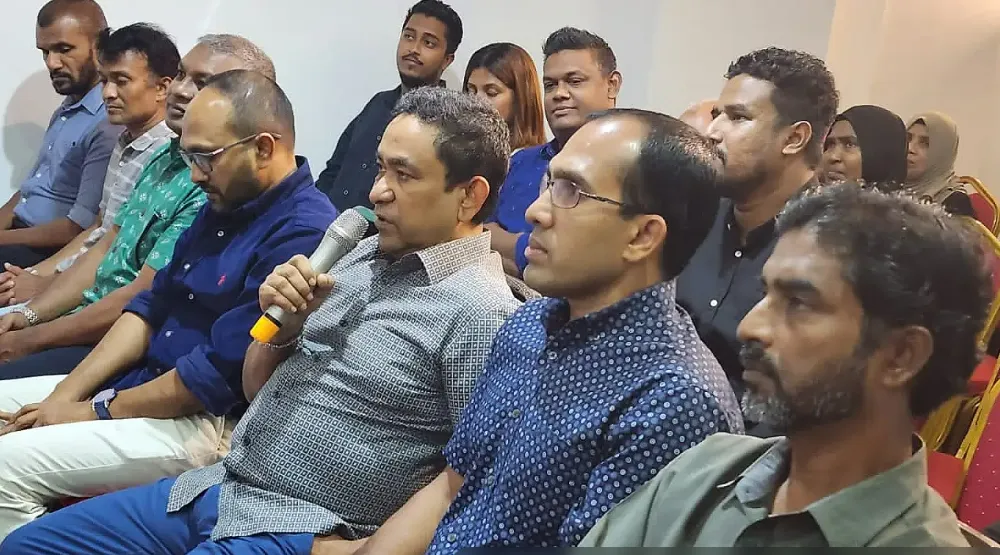 Former President Abdulla Yameen in PNF meeting last night