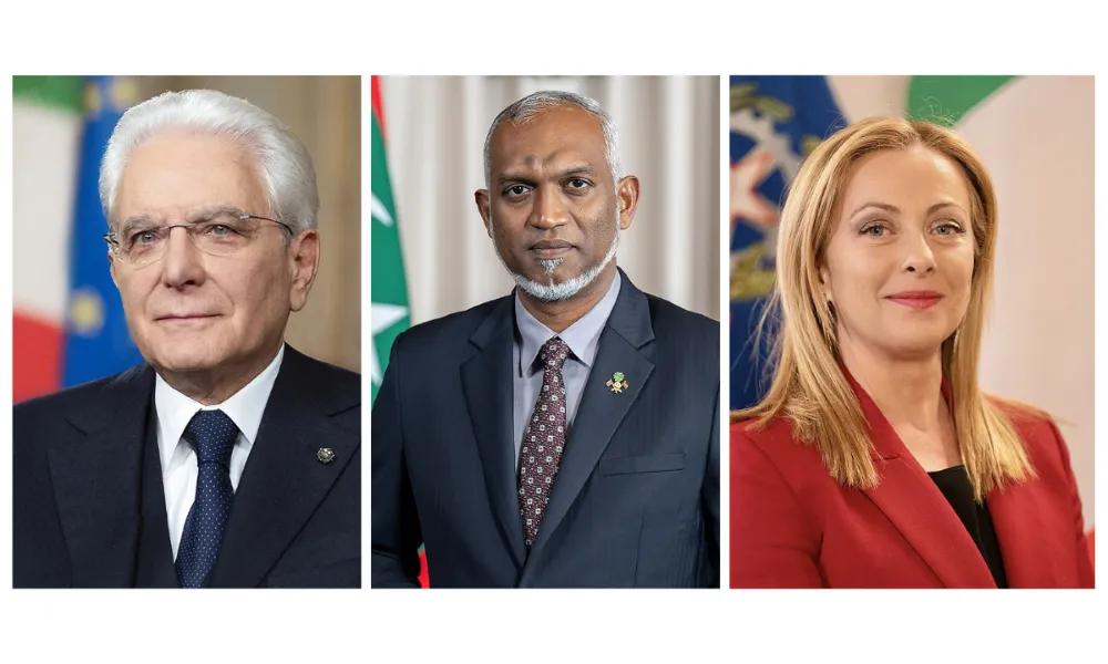 Italy President Sergio Mattarella (left), President Dr. Muizzu (middle) and Italy Prime Minister Giorgia (right)