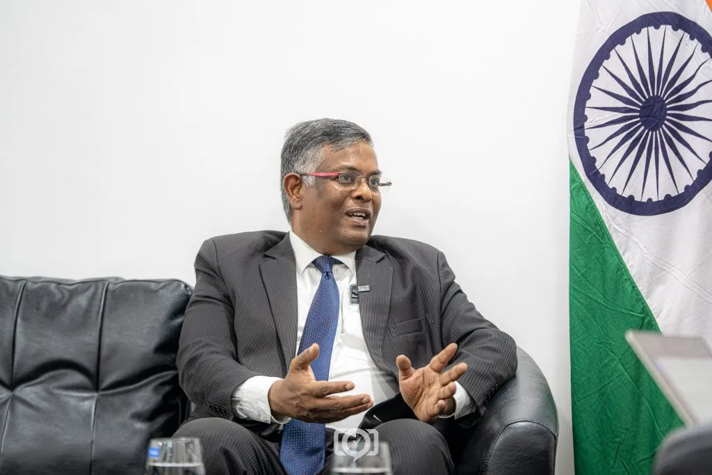 Indian Ambassador to the Maldives, Shri G. Balasubramanian during the interview with Vaguthu (Photo/Vaguthu)