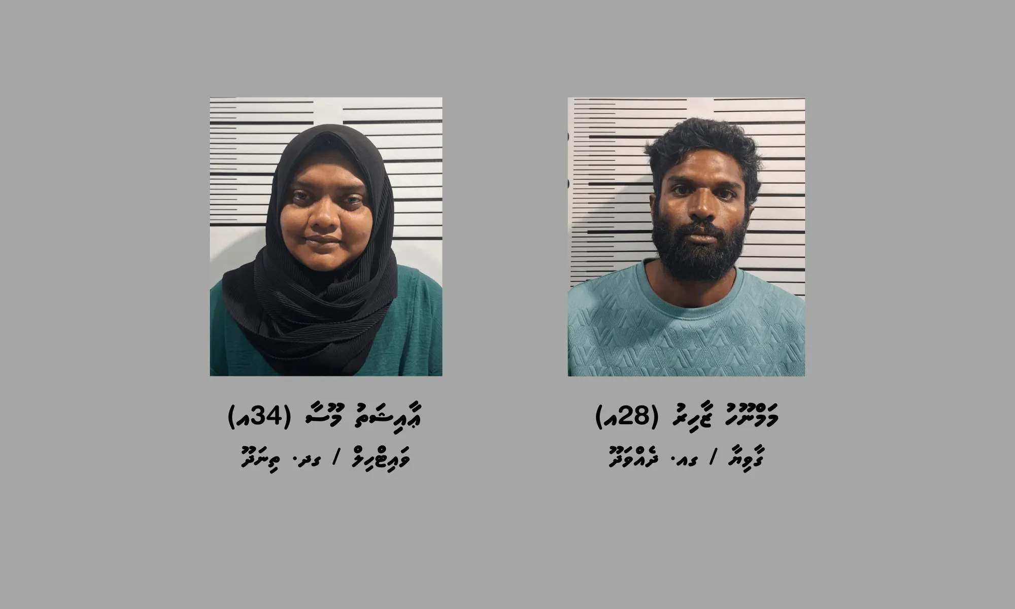 ދެއްވަދުއަށް މަސްތުވާތަކެތި އެތެރެކުރަން އުޅުނުކަމުގެ ތުހުމަތުގައި ހައްޔަރުކުރި ދެމީހުން: ފޮޓޯ/ ޕޮލިސް