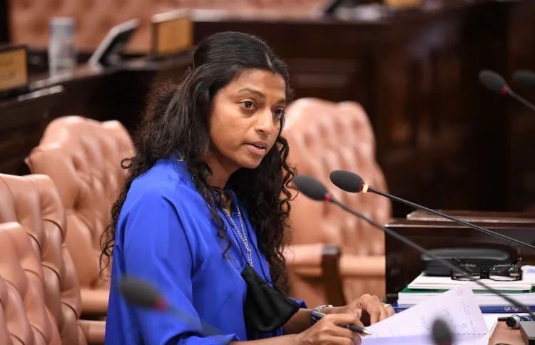 Eva Abdulla in Parliament. Picture: Mihaaru