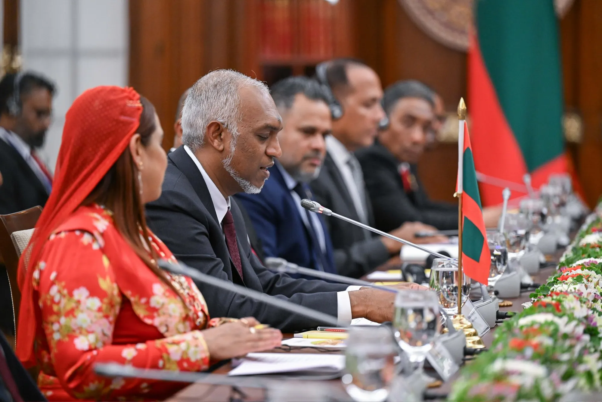 President Dr Mohamed Muizzu delivering his address at Presidential Secretariat in Colombo (Photo/President's Office)