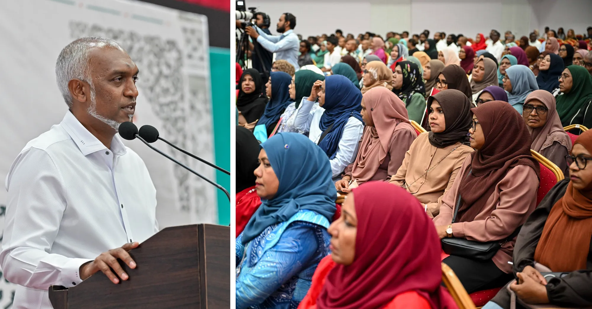 އައްޑޫ ސިޓީއަށް ކުރެއްވެވި ދަތުރުފުޅުގައި އައްޑޫ ރައްޔިތުންނާ ރައީސް މުހާތަބު ކުރައްވަނީ-ފޮޓޯ:ރައީސް އޮފީސް